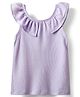 Kookie Kids Knit Sleeveless Solid Frill Neck Top With Back Bow Applique - Lavender