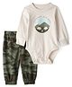Carter's Knit Full Sleeves Onesie with Leggings & Camouflage - Green
