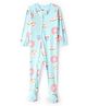 Carter's Cotton Knit Full Sleeves Footed Sleep Suit With Donut Print - Light Blue