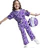 Ollington St. Cotton Co-Ord Set of Half Sleeves Printed Knit Top & Pant - Purple