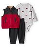 Carter's Knit Full Sleeves Car Printed Onesie & Leggings with Jacket - Multicolor