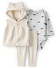 Carter's Knit Full Sleeves Animal Printed Onesie & Leggings with Hooded Jacket - Multicolor