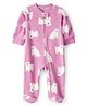 Carter's Cotton Knit Full Sleeves Footed Sleep Suit With Polar Bear Print - Pink