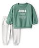 Carter's Knit Full Sleeves Winter Wear Suit with Text Embroidery - Mint