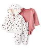 Carter's Knit Full Sleeves Floral Printed Onesie & Leggings with Hooded Jacket - Multicolor