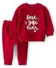 Carter's Knit Full Sleeves T-Shirt & Lounge Pant Set with Text Graphic - Red