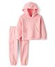 Carter's Knit Full Sleeves Hooded Winter Wear Suit with Bow Embroidery & Kangaroo Pocket - Pink