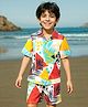OLLINGTON ST. Cotton Co-Ord Set Of Printed Half Sleeves Shirt & Shorts - Multicolor