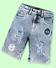 Kiddopanti Denim No 1 Surf Dude Text Patch Detailed Distressed Shorts - Light Blue