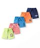 Doodle Poodle 100% Cotton Knee Length Shorts With Stripes & Text Print Pack Of 5 - Multicolour