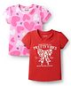 Honeyhap Premium 100%  Cotton Half Sleeves Tops with Bio Finish Heart & Bow Print Pack of 2 - High risk Red & Pink