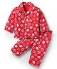 Kookie Kids Interlock Knit Full Sleeves Night Suit With Sports Print - Red