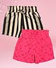 Cutecumber Pack Of 2 Floral & Striped Printed Shorts - Black & Fuchsia