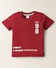 Simply Sinker Knit Half Sleeves T-Shirt with Text Print - Maroon