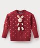 Mark & Mia Full Sleeves Pullover Sweater with Polka Dot Design & Doll Applique - Maroon