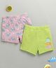 BUMZEE Cotton Pack Of 2 Baby Elephants Printed Shorts - Baby Pink & Green