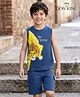Pine Kids Disney Terry Knit Sleeveless Tank T-Shirt & Shorts Set With Lion King Graphics - Navy Blue