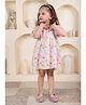 Polka Tots Cotton Woven Half Puffed Sleeves Frill Detailed & Floral Printed Dress With Coordinating Headband Set - Multi Colour