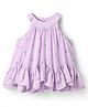 Little Kangaroos Woven Sleeveless Halter Neck Frock With Bow Print - Lilac