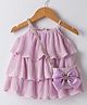 Little Kangaroos Woven Sleeveless Solid Frock With Sling Bag - Lilac