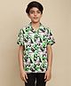 Kidsville Rayon Minecraft Featuring Half Sleeves Creepers Printed Shirt - Green Black & White