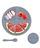 FunBlast Silicone Suction Plate with 3 Compartments and 1 Spoon  Grey