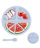 FunBlast Silicone Suction Plate with 3 Compartments and 1 Spoon  Light Grey