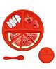 FunBlast Silicone Suction Plate with 3 Compartments and 1 Spoon  Red