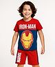 Pine Kids Marvel Single Jersey Knit Half Sleeves T-Shirt & Cut & Sew Short With Avengers Graphics - Red