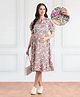 Bella Mama Woven Short Sleeves Notch Neck Maternity Dress With Belt &  Floral Print - Pink