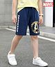 Pine Kids Marvel Terry Knit Knee Length Shorts with Avengers Graphics & Foil Detailing - Navy Blue