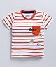 FUN A2Z Soft Cotton Sinker Half Sleeves Space Theme Patch Detailed & Striped Tee - White