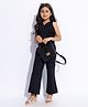 Taffykids Sleeveless Solid Asymmetric Wrap Vest Top & Pant Set - Black