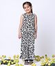 BaawRi Viscose Sleeveless Leopard Printed Coordinating Top & Pant Set - Black & White
