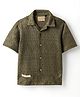 Ruff Jacquard Woven Half Sleeves Solid Colour Shirt - Olive Green