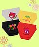 NUSYL Cotton Pack Of 4 Good Vibes Only Text & Teddy Bear Face Printed Panties - Grey Yellow Black & Red