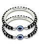 Darshraj Jewels Handmade 925 Sterling Silver Kada Nazariya Kada Chandi Ke Kade for 925 Silver Kada with Beads & Evil Eye - Black
