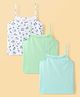 Honeyhap Premium Cotton Elastane  Sleeveless Slips with Bio Finish Solid & Floral Print with Lace Design Pack of 3 - Paradise Green Bright White & Spun Sugar