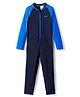 Speedo Full Raglan Sleeves Solid Color Full Body Legged Swimsuit - Blue