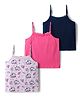 Honeyhap Premium Cotton Elastane Knit Sleeveless Solid & Floral Printed Slips With Bio Finish Pack of 3 - Tander Touch Navy Peony & Fandango Pink