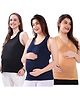 TUMMY Viscose Pack Of 3 Sleeveless Solid Maternity Tank Tops With Nursing Access - Multi Colour