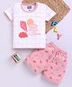 Nottie Planet Cotton Half Sleeves Fly Higher Text Printed Tee & Shorts Set - Pink