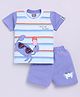 Nottie Planet Cotton Half Sleeves Striped & Crab Printed Tee & Shorts Set - Blue