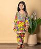 READIPRINT Cotton Three Fourth Sleeves Floral Printed Lace Embellished Kurta With Sharara - Yellow
