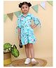 Junitos Half Sleeves Floral Printed Shirt Dress With Belt - Sky Blue