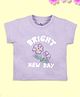 Kiddopanti Cotton Half Sleeves Bright New Day Text Printed Tee - Orchid