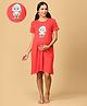 The Mom Store Half Sleeves Sleepy Mumma Text Printed Oversized Maternity Dress - Coral