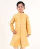 Tabard Cotton Full Sleeves Damask Foil Printed Kurta - Yellow