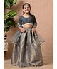 MoMaa Half Sleeves Floral Foil Printed & Lace Embellished Lehenga & Choli With Dupatta Set - Grey