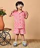 MoMaa Pure Cotton Half Sleeves Jaipuri Motifs Printed Shirt & Coordinating Shorts Set - Pink